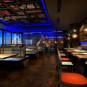 工业风自助餐厅3D模型下载